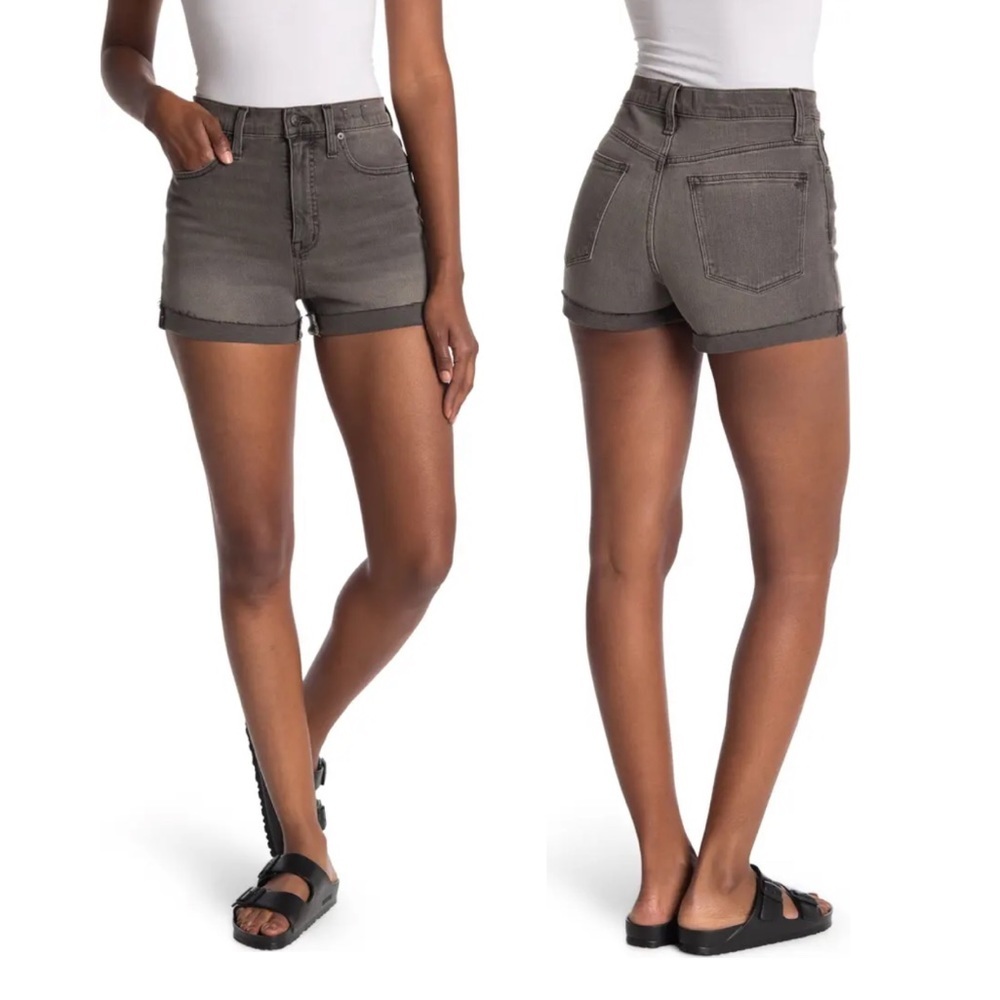 Madewell Gray High-Rise Cuffed Jean Shorts